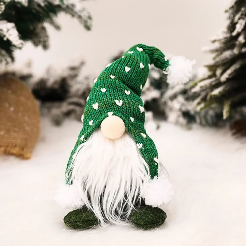 New Handmade Cute Green White Home Decor Linen Polyester Gnome Elf Doll Figurine